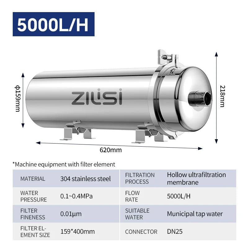 whole house high flow water filter system 1000L-8000L stainless steel mineral water filter Reusable PVDF Lasts Exceed 5 Years