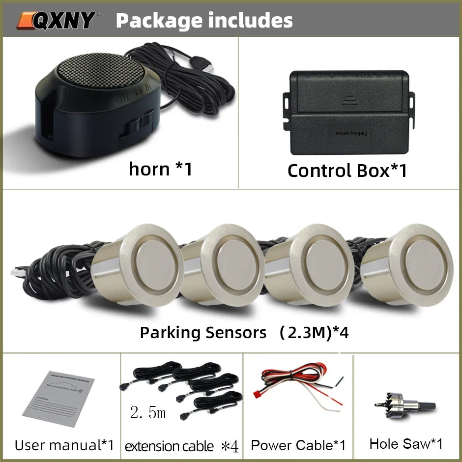 Professional Front Parking Sensor Kit Auto Parktronic Vehicle Assistant System Buzzer Alarm Volume Can be Adjusted Universal