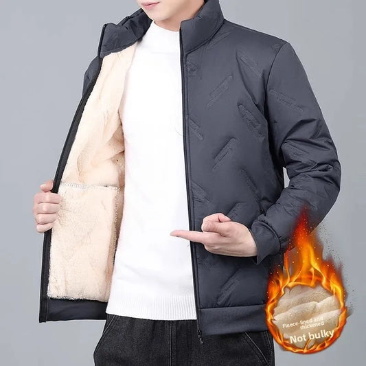 Men's Thickened Lamb Velvet Cotton Jacket Autumn Winter New Style Windproof Waterproof Warm Workwear Casual Loose Fit Long Sl...
