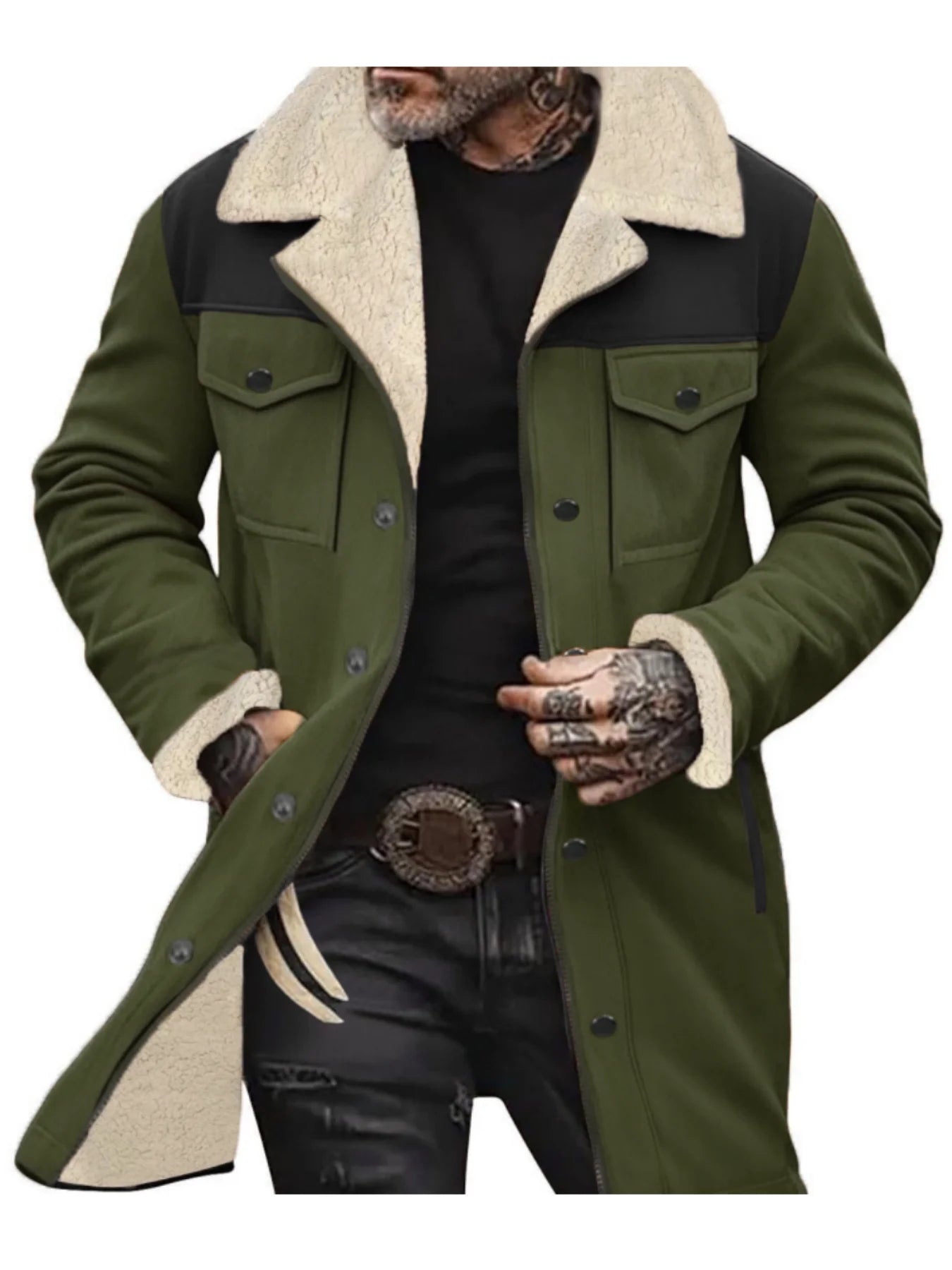 Warm Trech Men's Winter Trench Coat Windproof Fleece Lined EU Fit Street to Office Mans Wear