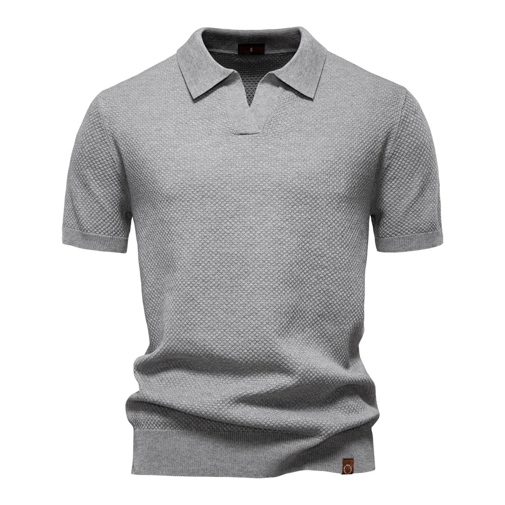AIOPESON Men's Summer Breathable Polo Shirt Short Sleeve Solid Color Casual Polo Shirts for Men Lightweight Stretch Polo 