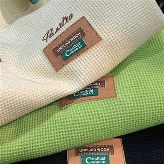 Summer Men's Contrast Color Short Sleeve Polo Shirts Waffle Y2K Vintage Streetwear Polos T-shirts Casual Breathable Golf Wear