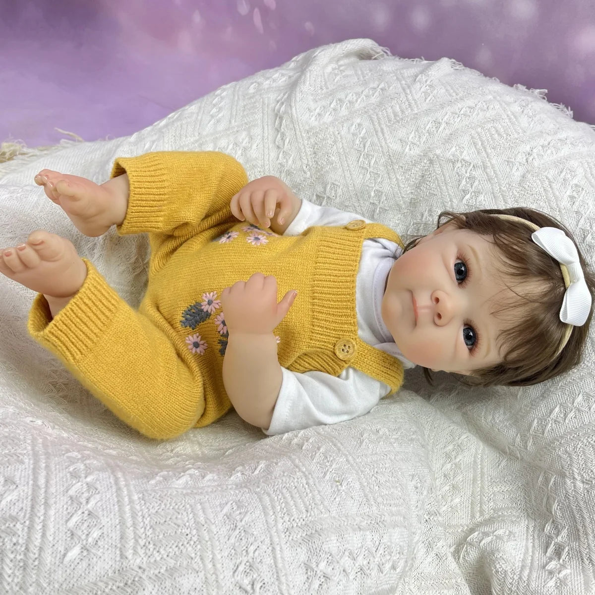 BZDOLL 19Inch 48CM Full Vinyl Body Reborn Baby Doll Toy Lifelike Handmade Fashion Birthday Gift Play House Bedtime Comfort Doll