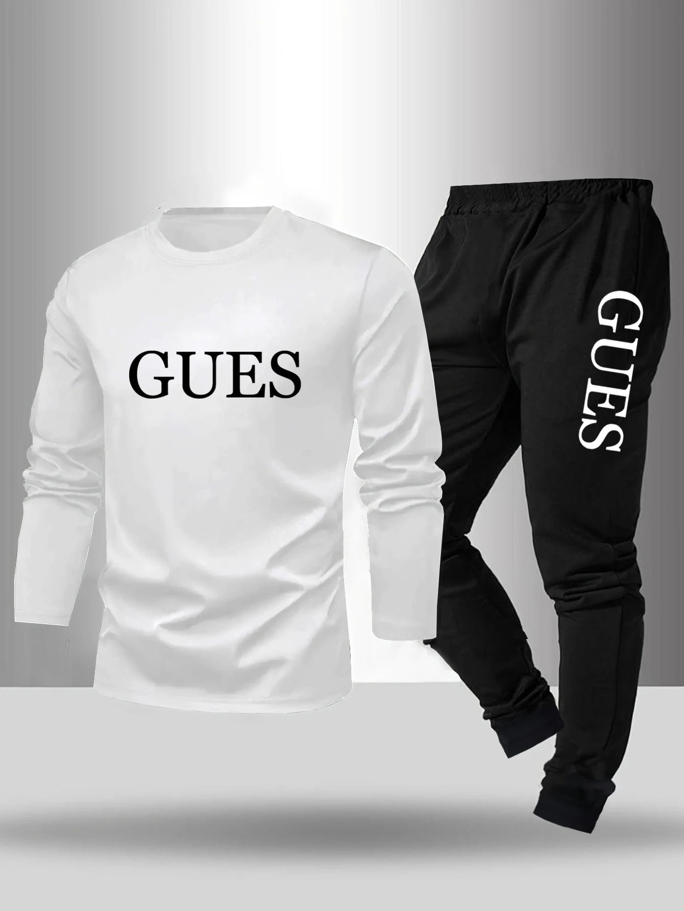 2-piece men's sleepwear set for spring summer autumn winter long sleeved pants letter patterned base shirt home wear set