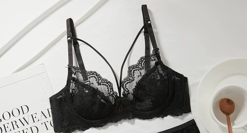 Novidades Conjunto Lingerie Renda Ultra Fina Mulher Sutiã Arco Macio Push Up Minimizador Busto Anti Flacidez Confortável 32-42