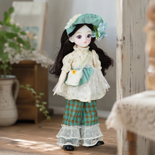 1/6 BJD Doll 28cm 11 Inch Multi-joint Moveable Full Set Outfit Cute Girl Dress Up Toy Desktop Photography Decor Birthday Gift