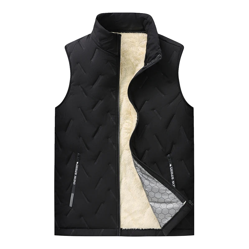 Unisex Large Size Lamb Velvet Fleece Lined Thickened Warm Vest Casual Fashion Collar Jacket M-7XL Couple Style Topwear