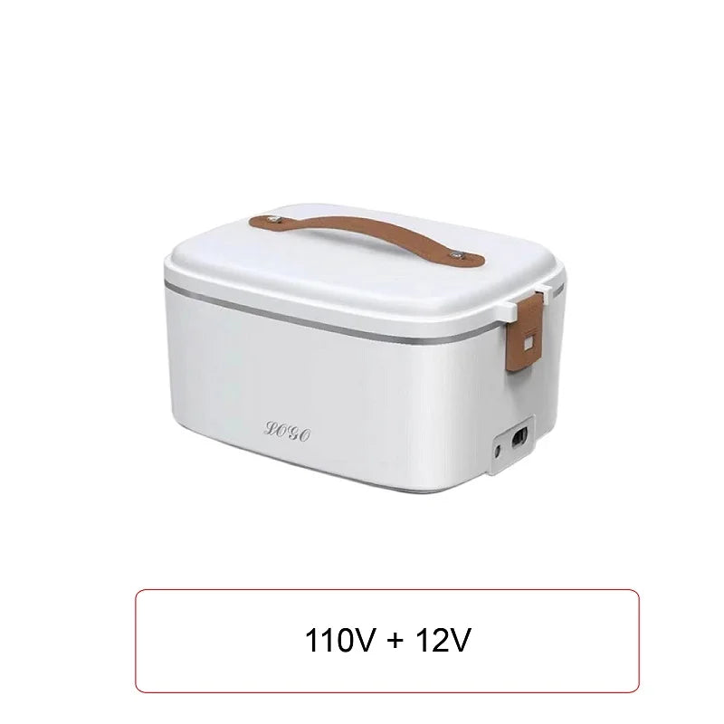 220V 110V 12V 1.8L Outdoor Electric Lunch Box Car Portable Stainless Steel Heating Box Thermal Insulation Water-Free Lunch Box
