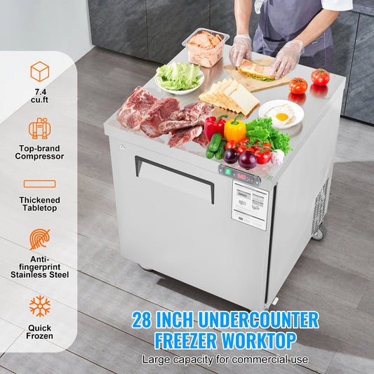 SucceBuy Commercial Frozen Refrigerator Sandwich Salad Prep Table 7.4Cu.Ft Food Prep Frost Free Refrigerator for Restaurant