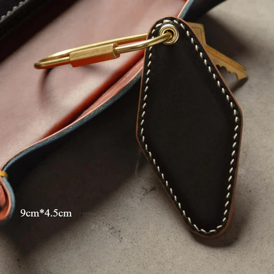 Customized Logo Vintage Diamond Leather Car Key Chain Laser Engrave Name Number Keychain Personalized Keyring Ring Men’s Women’s