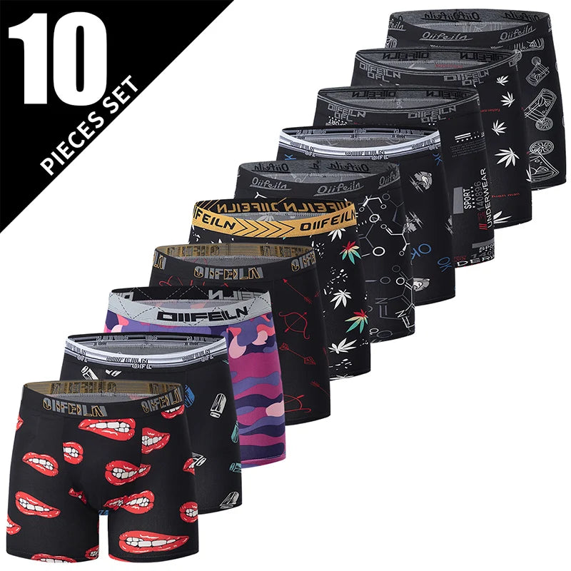 5/10 Pack Multi-size Teenagers To Adults Men's Boyshort Leisure Sports Joker Elastic Waist Long Men's Underwear Can Be Parent-ch