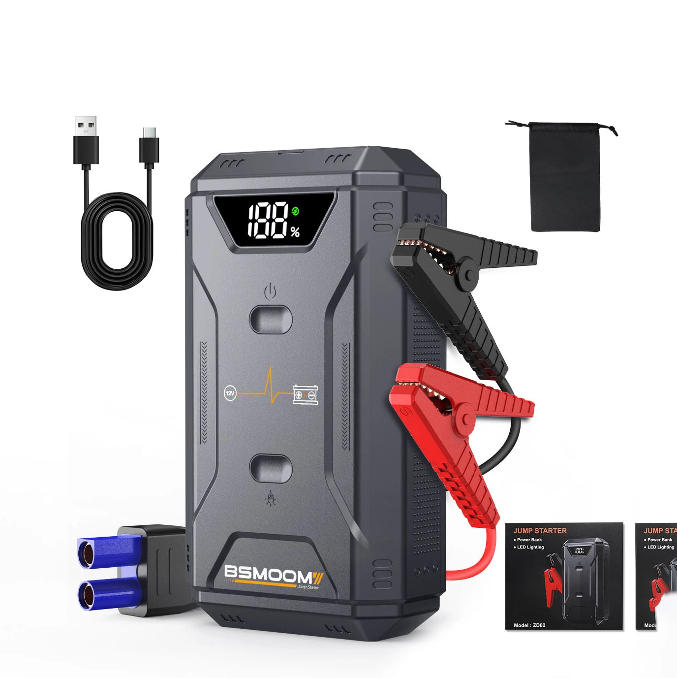 Car Jump Starter Power Bank Car Battery Starter 12V Auto Starting Device with LED Light For Auto Battery Booster Buster