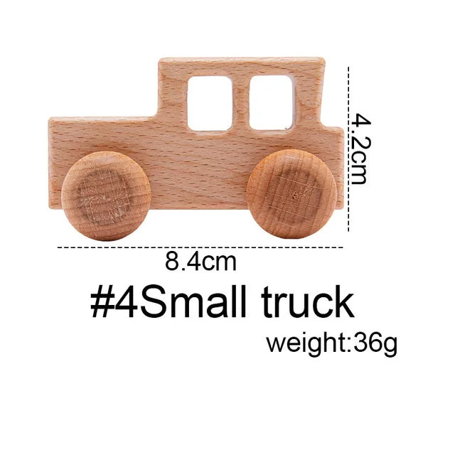 Wooden Baby Car Toys Beech Wooden Blocks Animal Dogs Cartoon Educational Montessori Toys For Children Teething Baby Teether