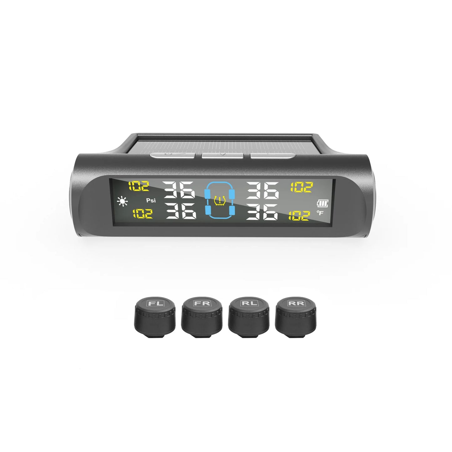 TPMS Solar Powered Car Tire Pressure Monitoring System with 4 Wheel Internal External Sensors Tyre Auto Security Alarm Tester