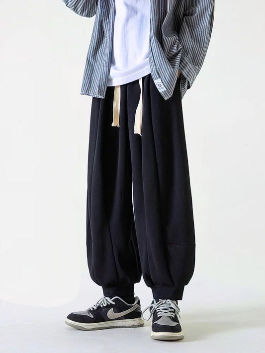 Vintage Baggy Jogger Pants Men Spring Autumn Old Money Casual Wide Pants Japanese Harajuku Sport Sweatpants Streetwear Trousers