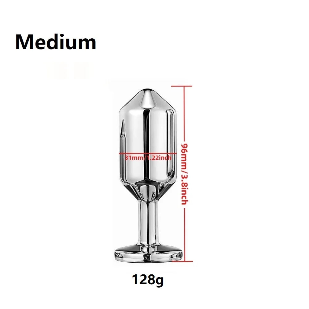 Metal Anal Beads Butt Plug Set Small Medium Large Anal Plug Silicone Base Wearable Sex Toy For Man Woman