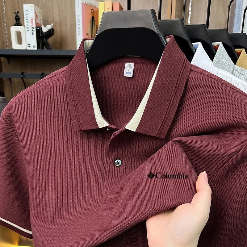 100% Pure Cotton Summer Exquisite Letter Embroidery Fashionable Polo Shirt Short Sleeve Men's Best-Selling Brand Comfortable Top