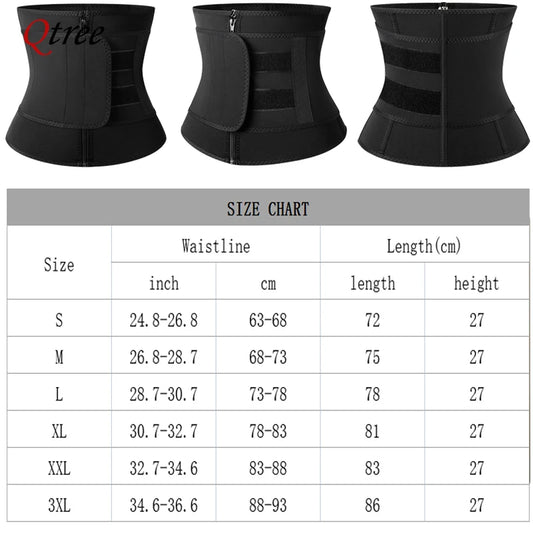 Qtree Men Workout Waist Trainer Tummy Slimming Sheath Sauna Body Shaper Trimmer Belt Abs Abdomen Mens Shapewear Weight Loss
