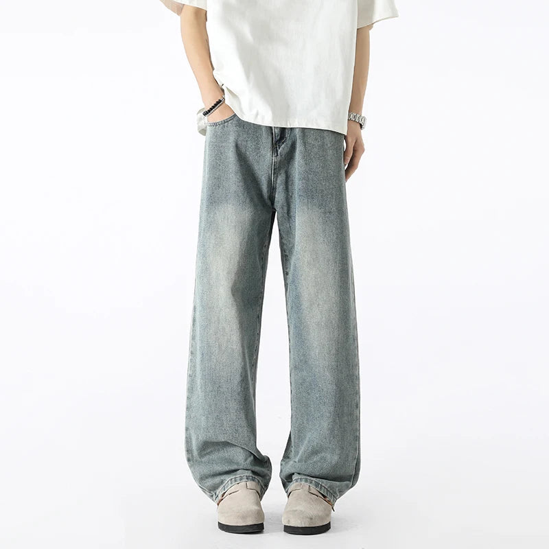 Men's Fashion Jeans Classic America Jeans Y2K Casual Baggy Jeans Straight Leg Retro Wide-legged Jeans Loose Suit Pants Trousers