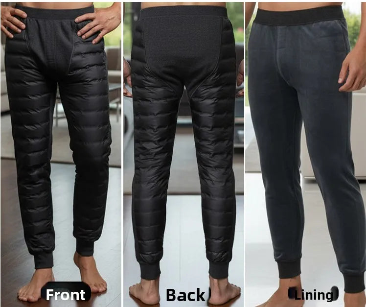 Hengyuanxiang Men's down Pants Thickened Duck down Slim Fit Inner Wear Warm Knee-Padded Long Pants Business Casual Style