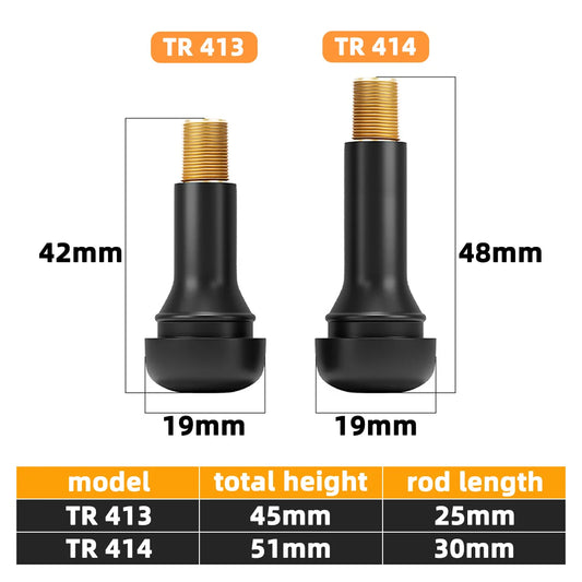4/8/10/24pcs Tr414 Black Rubber Snap In Tire Valve Insert Rubber Tire Valve Core Replacement Standard Vehicle Tubeless Wheel Rim