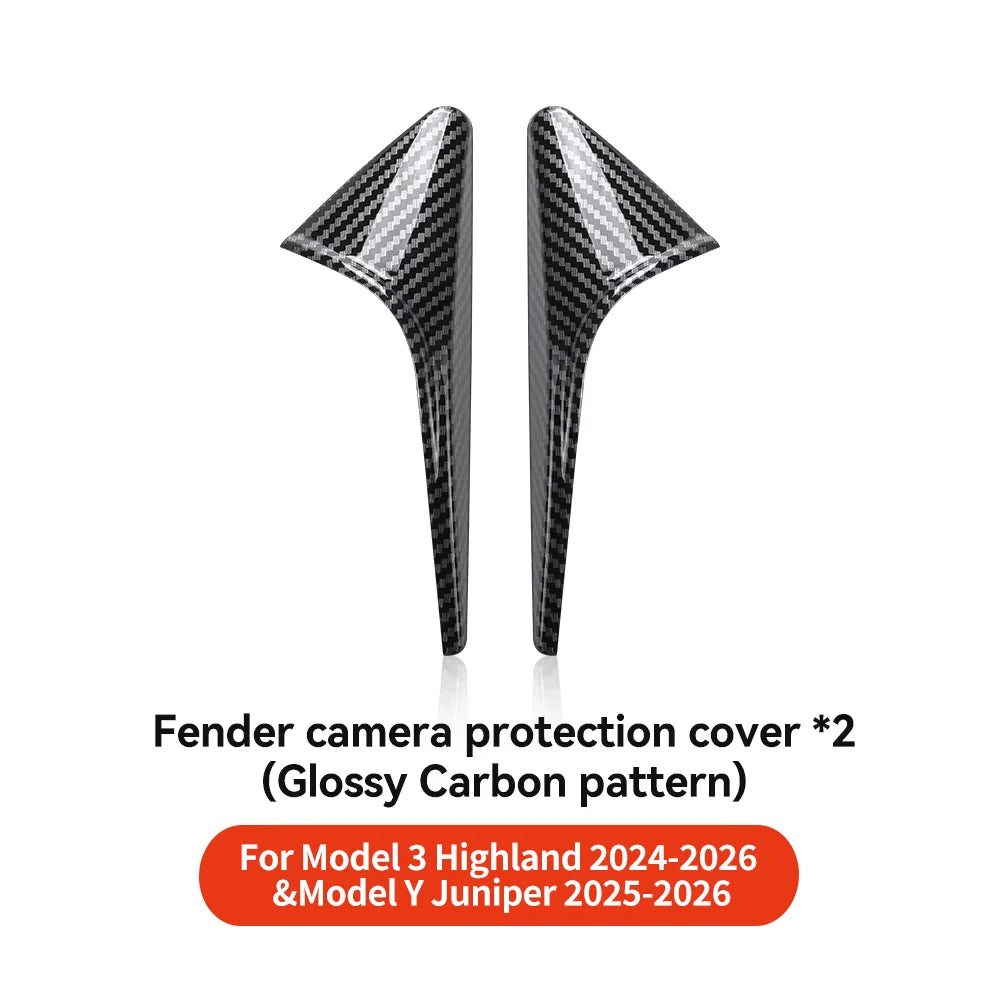 YZ Turn Signal Camera Trim Cover forTesla Model3Y 202-2026 Accessories Side Leaf Board Protector ABS Matte Carbon Fiber Pattern