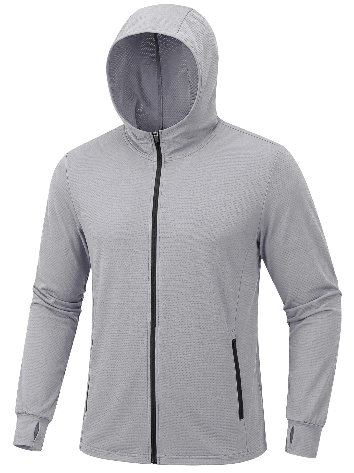 TACVASEN Men's Full Zip UPF 50+ Sun Protection Jacket, Lightweight Hooded Fishing Shirt with 4 Pockets & Thumbholes, Breathable