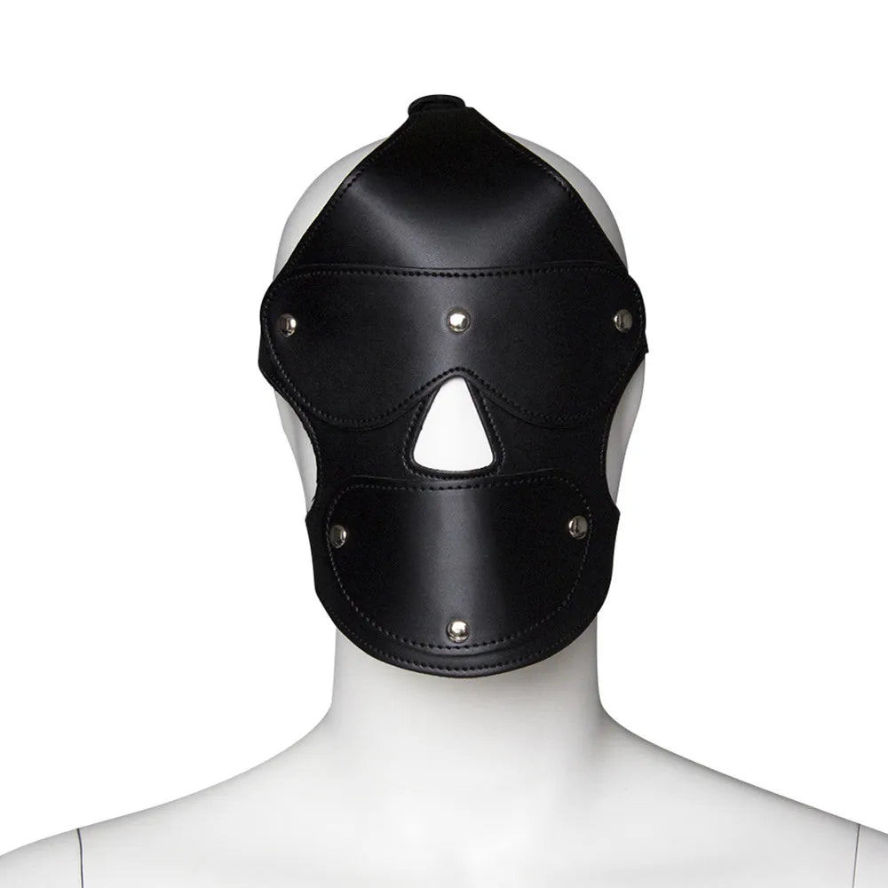PU Leather Harness Face Mask Cool Black Headgear BDSM Bondage Restraint Muzzles Ball Mouth Gag Sex Toys for Couples Adult Games