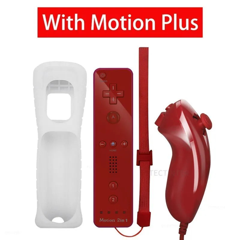2 in 1 Wireless Bluetooth Remote Controller For Wii Wii U Controle Optional Motion Plus Gamepad Nunchuck Set With Silicone Case