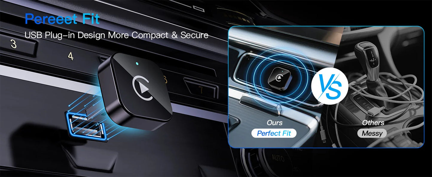2-in-1 Wireless CarPlay & Android Auto Adapter , Universal Fit for Most Cars, Wireless Connection, Plug & Play iOS/Android