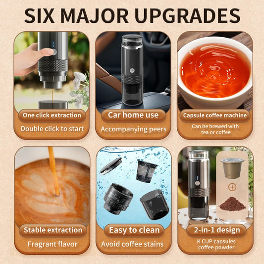 Portable Coffee Machine Coffee Maker Electric Capsule Ground Coffee Brewer Fit For Coffee Powder and Coffee Capsul Suitable