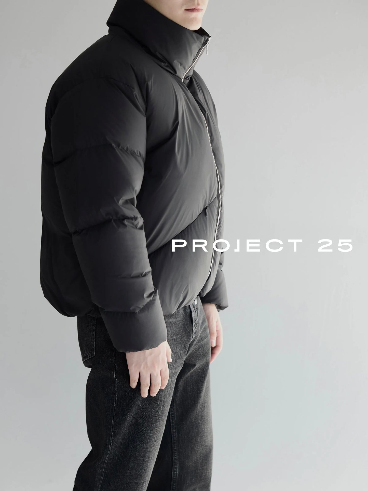 PROJECT 25 Men's Lightweight 90% White Duck Down Jacket 3-Defense Heat Storage Warmth Loose Stand Collar Short Down Coat