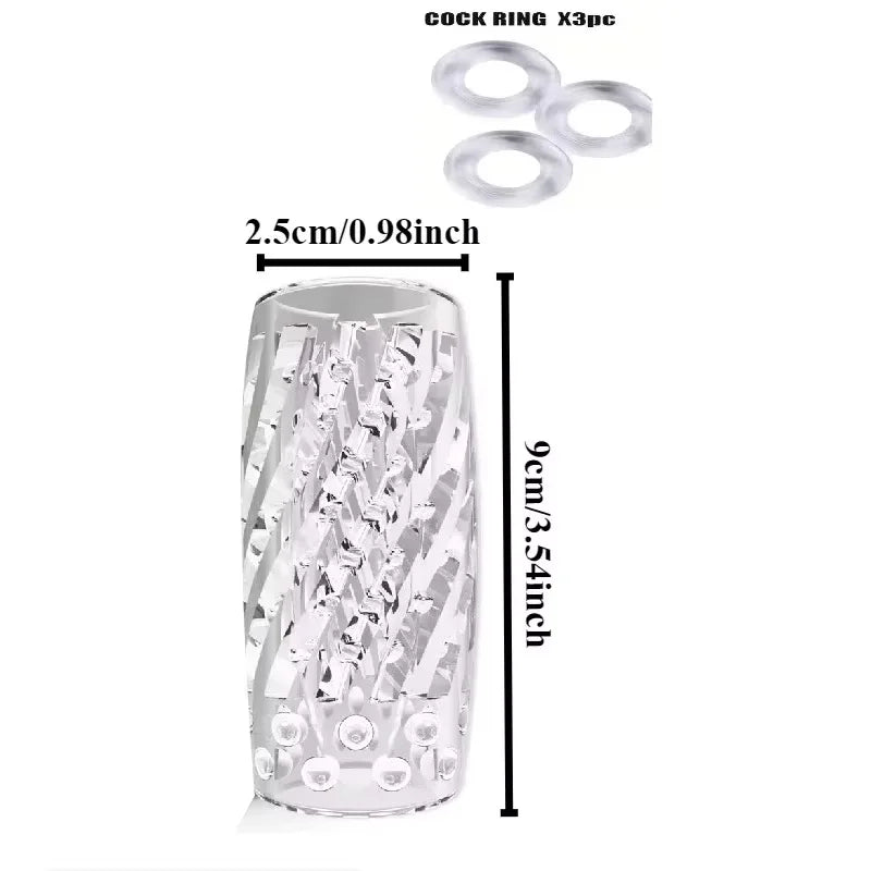 Male 3D Manual Soft Pussy Sex Toys Transparent Vagina Masturbator Realistic Adult Endurance Exercise Sex Toy Pocket Cup for Men