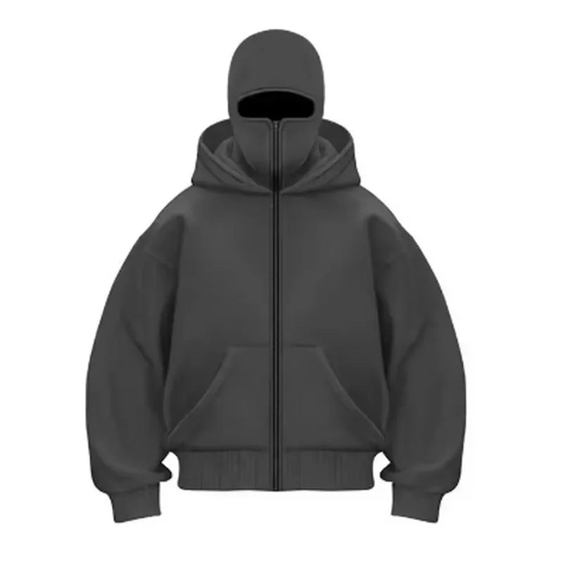 women's Men's and Balaclava Y2K Gothic Harajuku winter new item double hooded sweatshirt men's hooded masksportswear zipper