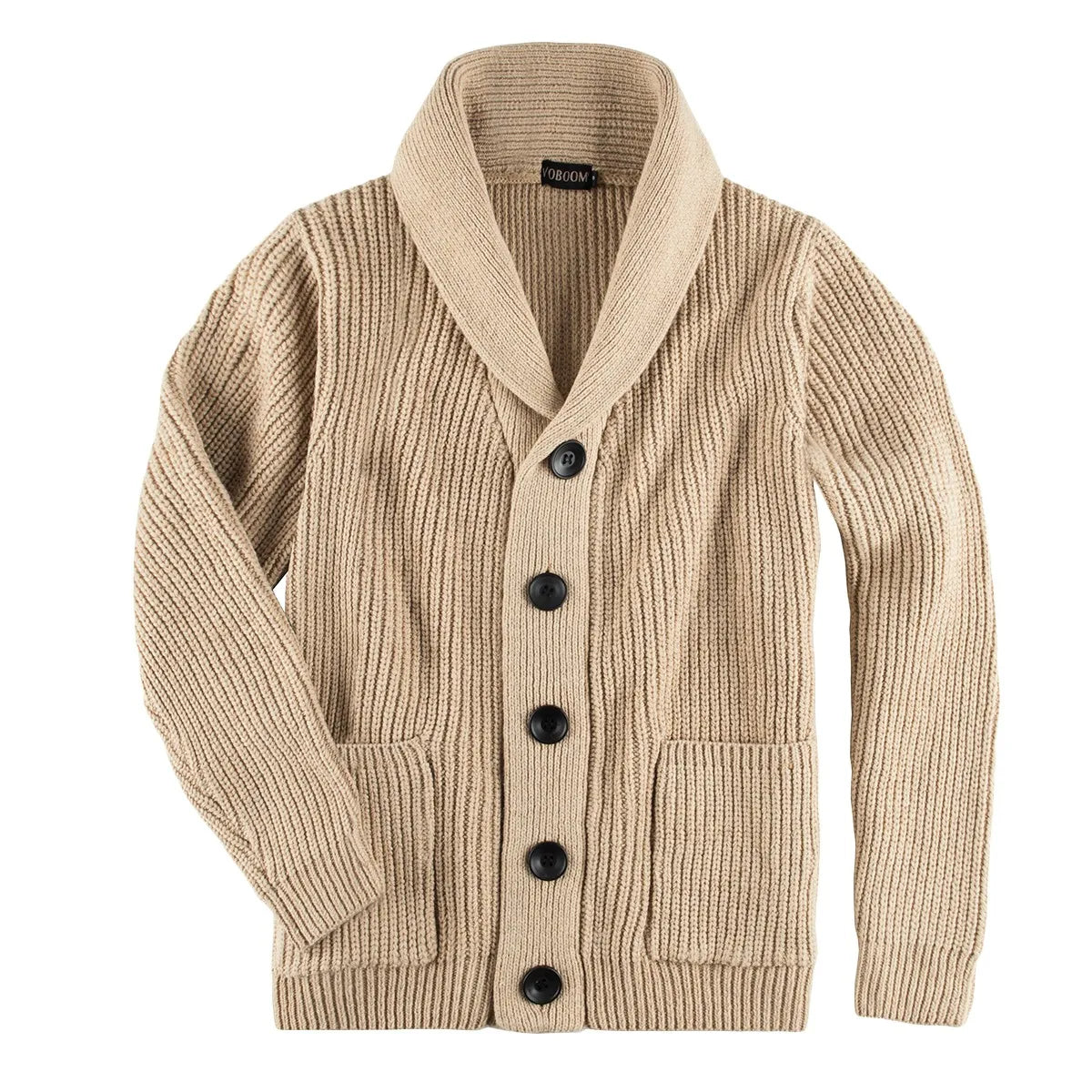 VOBOOM Samll Size S M Mens Shawl Collar Cardigan Sweater Button Down Ribbed Knit Sweaters Chunky Casual Cardigan with Pockets
