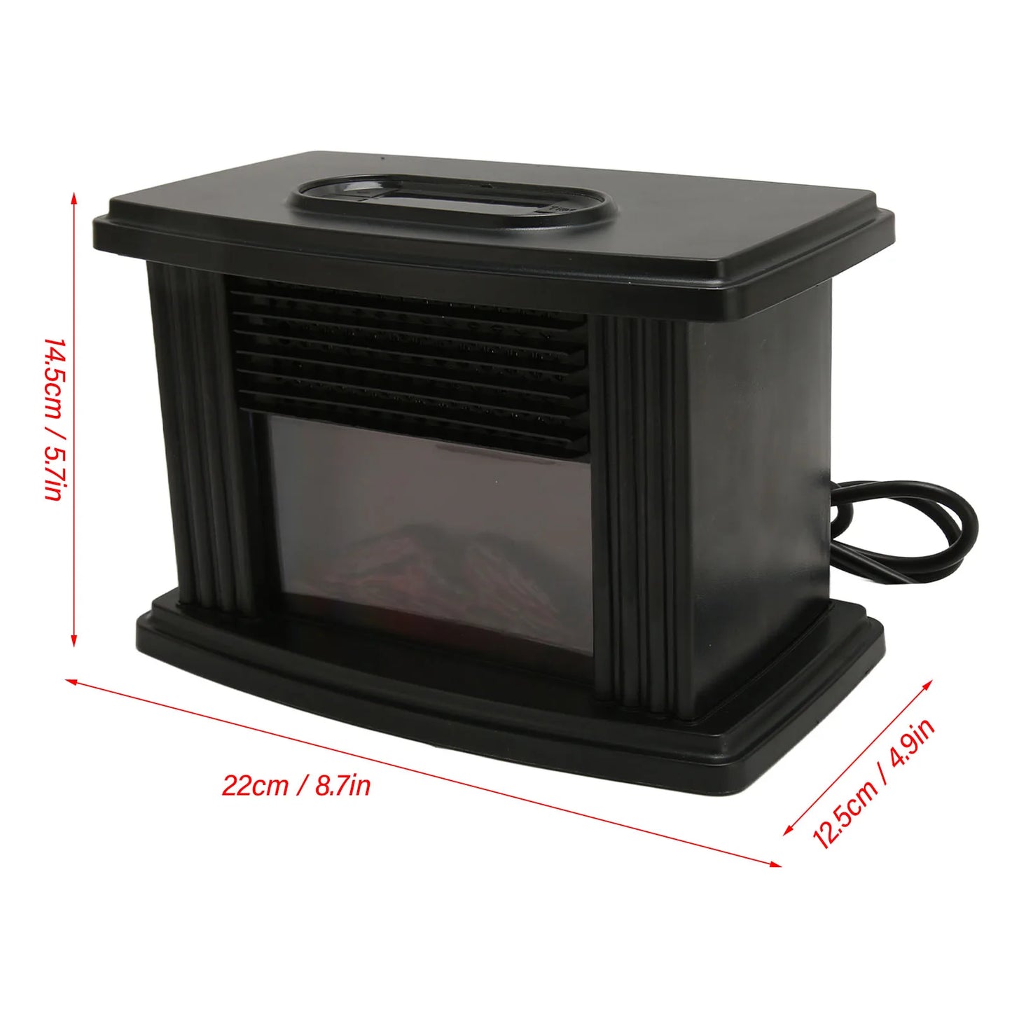 Mini Electric Fireplace Heater Simulated Flame Quiet Operation Portable Heating Warmer Fan Space Heater with Remote Control