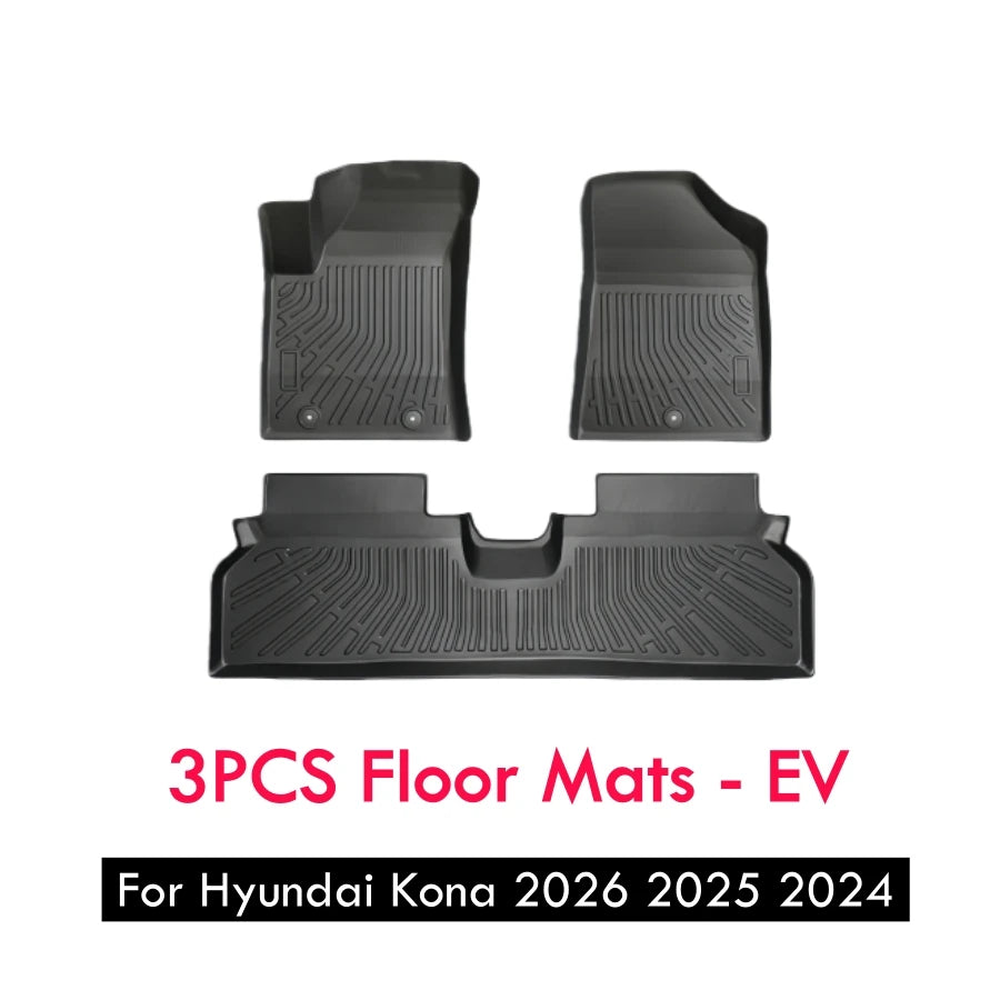 For Hyundai Kona 2026 2025 2024 Car Floor Mats Kona Fuel Gasonline EV Heavy Duty TPE Floor Liners & Cargo Backrest Mat