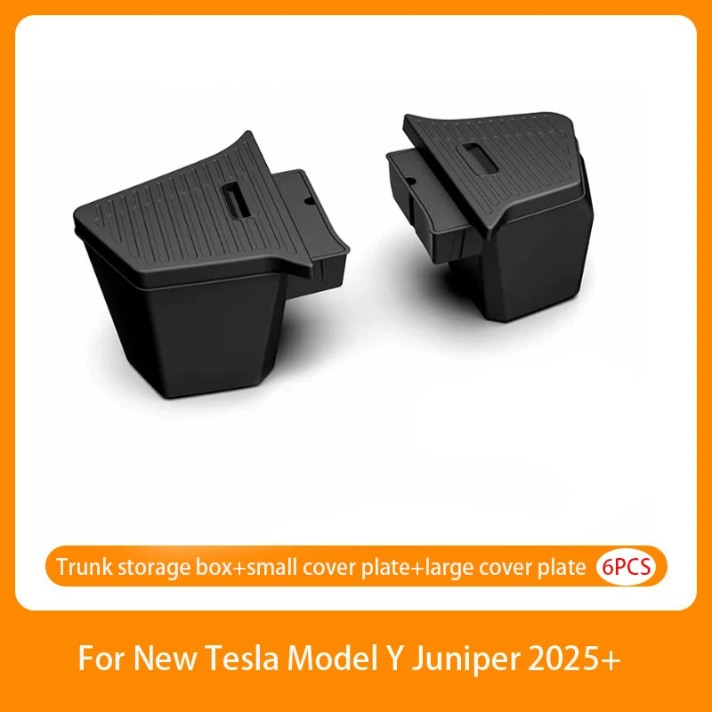 For Tesla Model Y Juniper 2025 TPE Rear Trunk Left Right Side Storage Box Tail Boot Organizer Partition Decoration Accessories