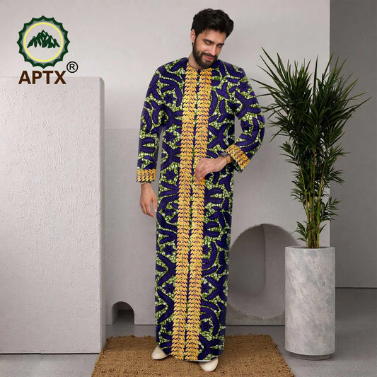 APTX Muslim Men Robe Abaya Long Sleeve Embroidery Festival Set Casual Men 3-Pcs Suit Abaya Middle East Arab Clothes