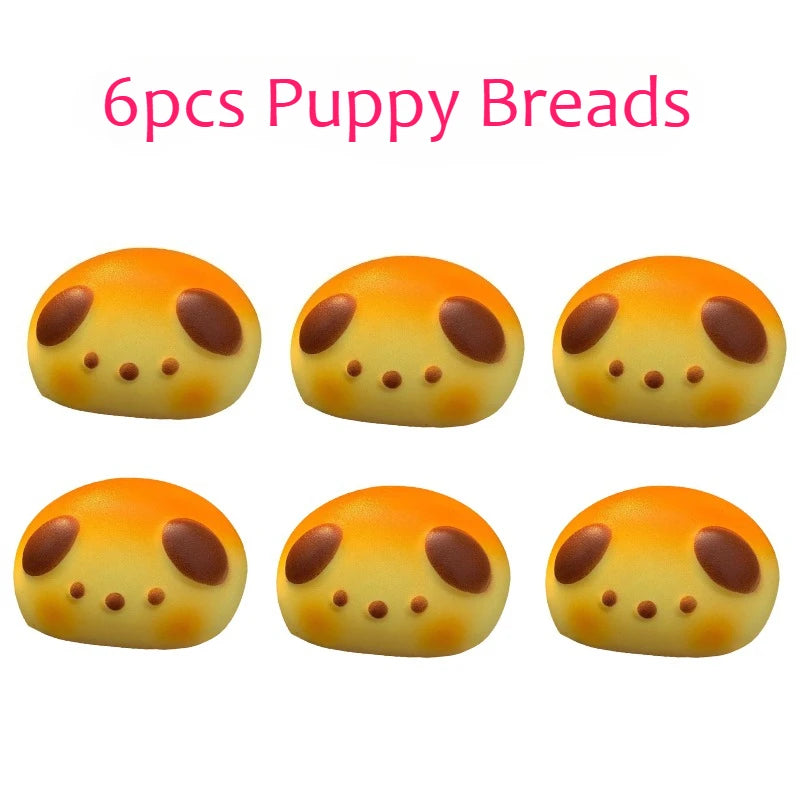 Squishy Cute Puppy Bread Squeeze Toys Soft Simulated Food Anti Stress Fidgets Toys Slow Rebound Relieve Stress Toy for Friends