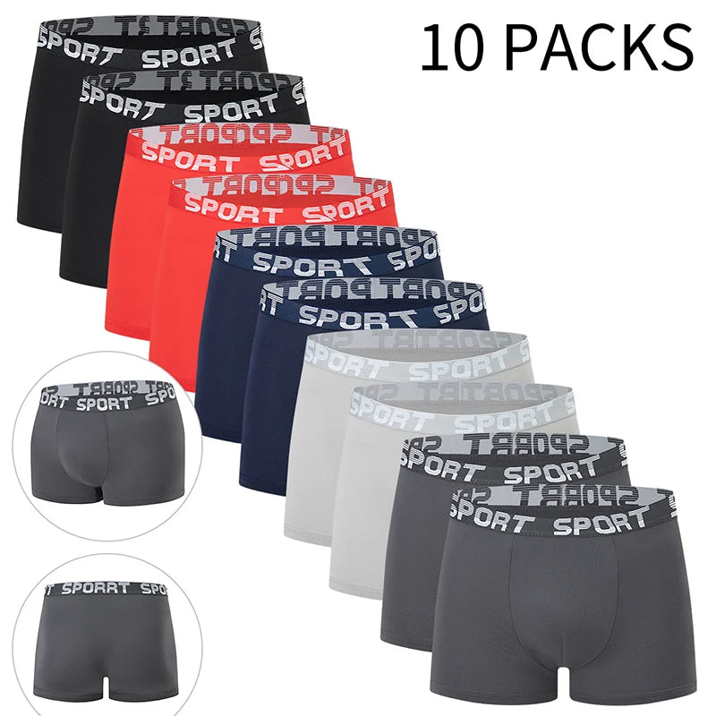 10 Piece Set Of Men's Casual And Comfortable Underwear Simple And Fashionable Boxer Shorts Youth Cycling And Sports Base Short