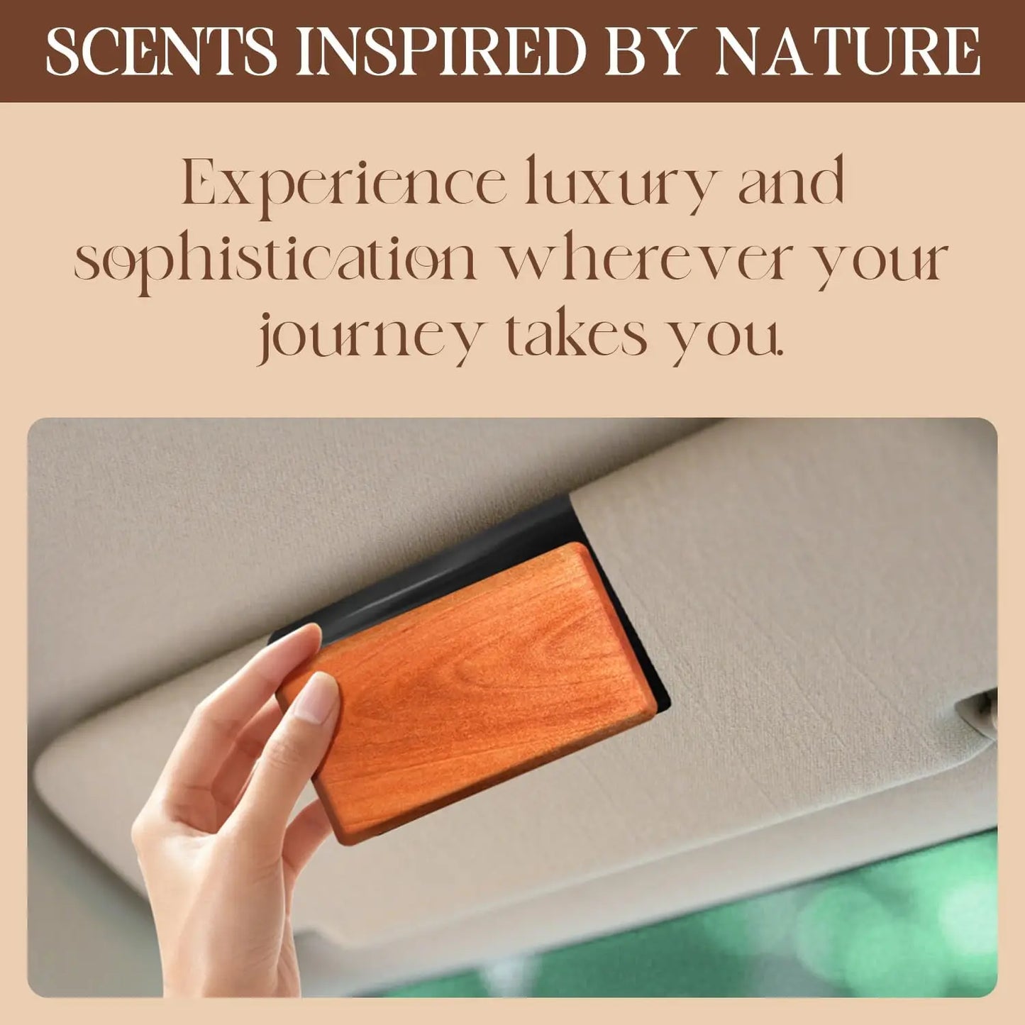 Car Air Freshener Starter Kit Wood Air Freshener Car Odor Eliminator Visor Clip Long-Lasting Variety 3 Refill Amber-Cabana-Pine