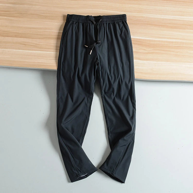 Men's Winter down Pants 90 Duck Feather Filling Windproof Warm Water Resistant Casual Business Style Long Polyester Fabric