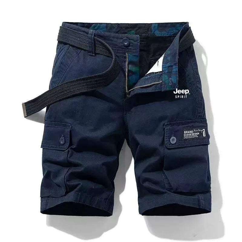 Jeep Spirit Summer New Men's Pure Cotton Printed workwear casual shorts thin five quarter pants slim fit outdoor casual shorts