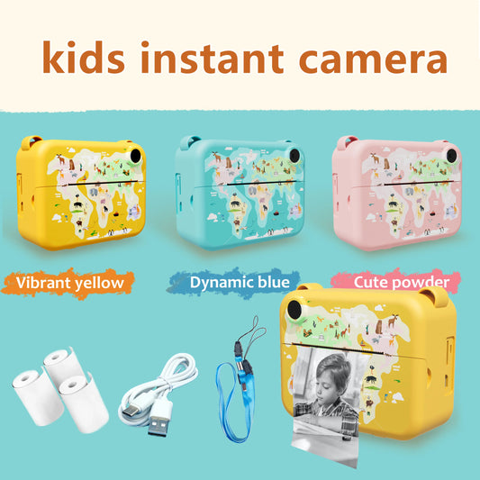 Kids Instant Print Camera 1080p High-Definition Dual Camera 1500 mAh High-Capacity Battery, 10x Zoom, Gift for 4+ Year-Old Kids