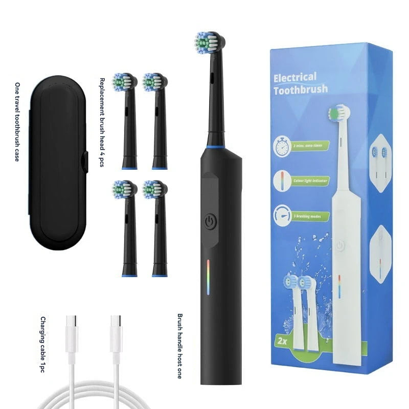 Electric Toothbrush Rotary Round Head Adult Soft Bristle Induction Automatic Men's And Women's Couples Set Compatible With Orab