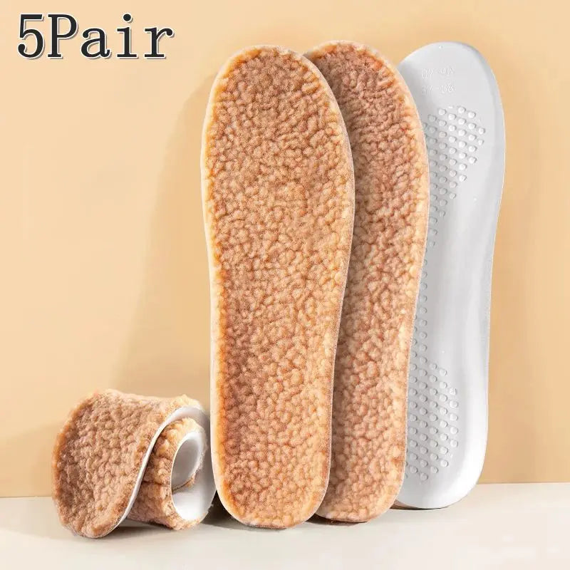 1/5/10Pair Cotton Shoes Winter Warmth Insoles Latex Lambswool Insole Soft Shoe Sole Thick Plush Comfortable Shoe Pads