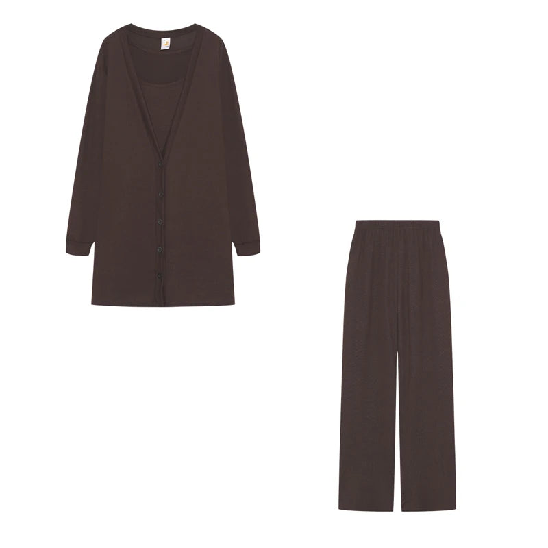 Autumn and Winter Women's Cross-border Knitting Amazon New Western Women's Jacket Vest Pants Three-piece Set