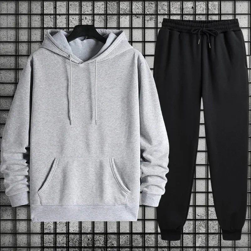 2026 New in Men's Sportswear Solid Color Hoodie + Sweatpants Urban Casual Fashion Tracksuit Fall/winter Comfort Warm Soft Outfit