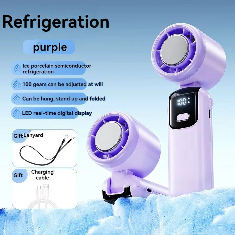 2025 New Hanging Neck Fan, Handheld Foldable High Speed Portable Fan with Infinite Speed Adjustment for Outdoor